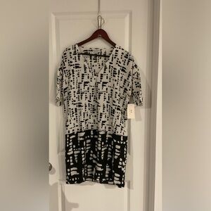 Halston Heritage Black and White Midi Dress